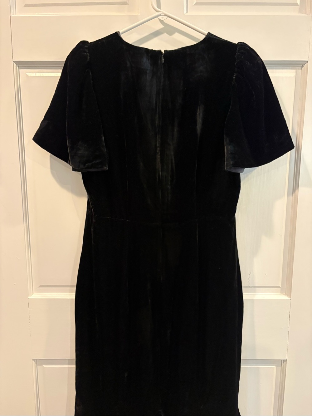 RHODE Black Velvet Midi Dress Size 10 Flutter Sleeve Elegant dress - Picture 8 of 8